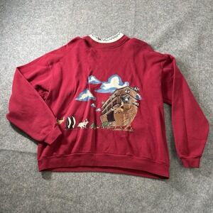 Vintage Gopher Sport Sweatshirt Womens Large Noah's Ark Graphic Cotton Blend USA